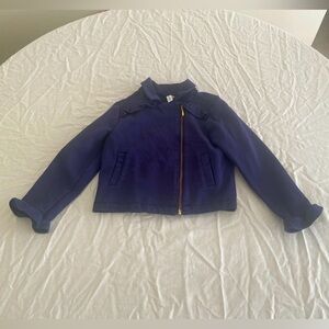 Janie and Jack 3-4 Years Girl’s Blue Jacket w/ Ruffles & Off Center Gold Zipper